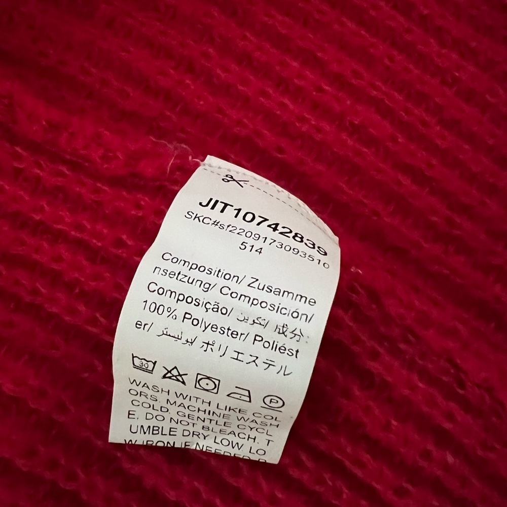Long Women's Red Cardigan Sweater - Picture 4 of 5